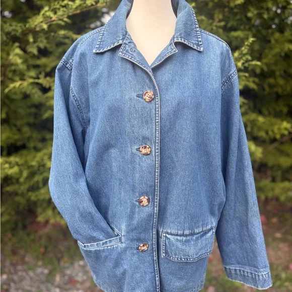 Vintage Eddie Bauer Denim Jacket – Red Lined – Size M - Picture 5 of 8